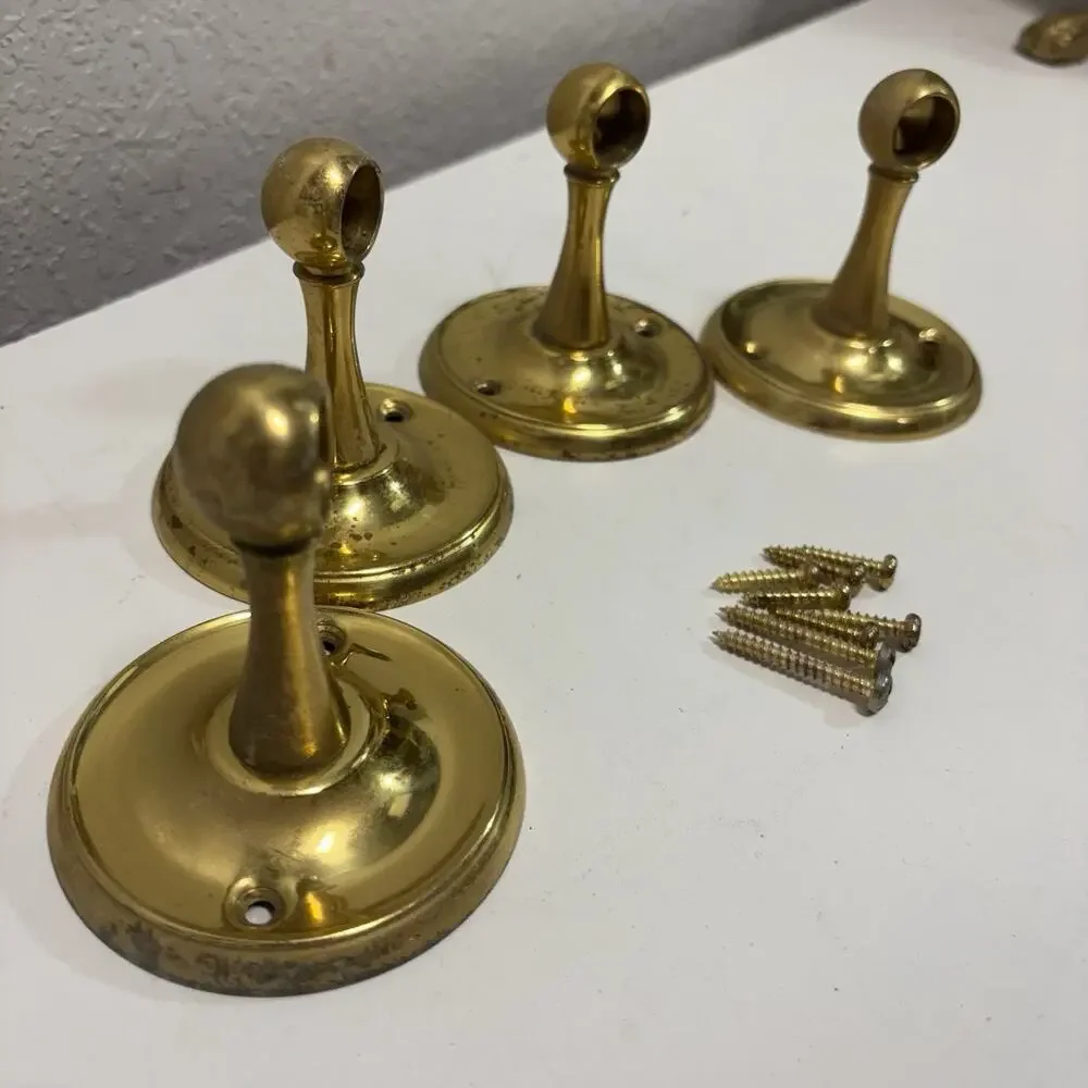 2 Pair Of Towel Bar Rail Brackets Toilet Paper Brass Polished Missing Rods